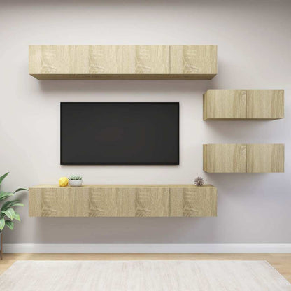 vidaXL TV Cabinet Set |  Set of 6 | Sonoma Oak | Engineered Wood 1