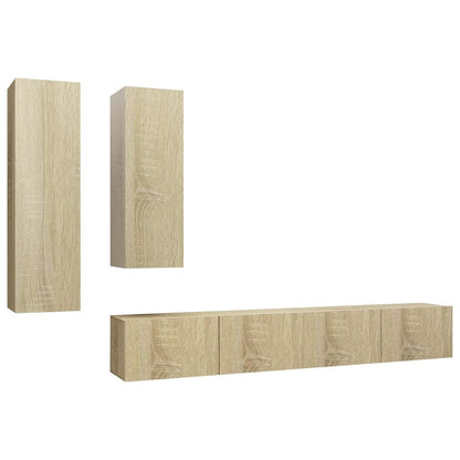 vidaXL 4 Piece TV Cabinet Set Sonoma Oak Engineered Wood 2