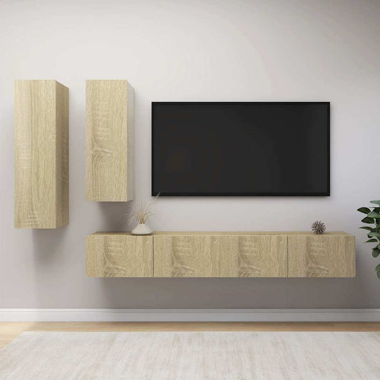 vidaXL 4 Piece TV Cabinet Set Sonoma Oak Engineered Wood 1
