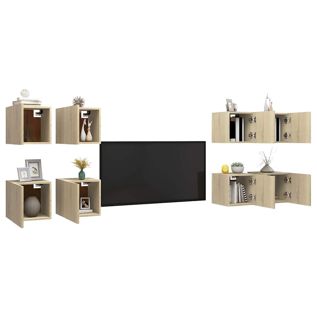 8 Piece Wall-mounted TV Cabinet Set 30,5x30x30 cm Sonoma oak
