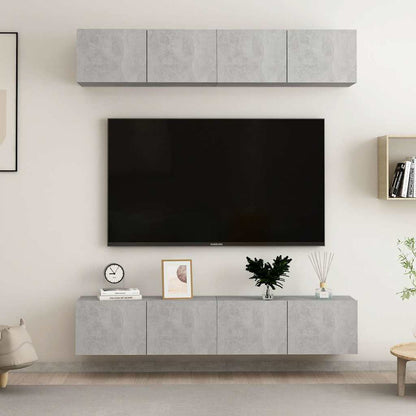 4 Piece TV Cabinet Set 80x30x30 cm Engineered Wood Concrete grey