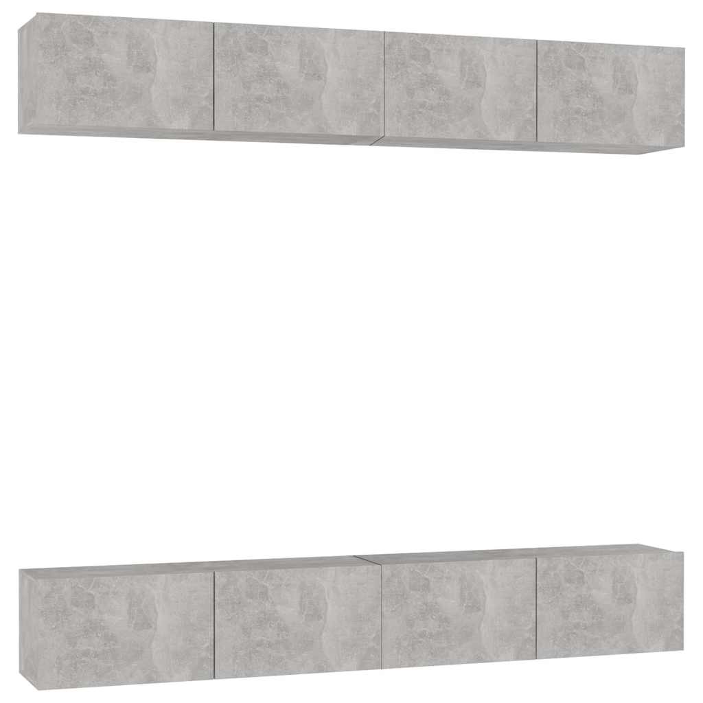 vidaXL 4 Piece TV Cabinet Set Concrete Grey 100x30x30 cm Engineered Wood 2