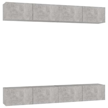 4 Piece TV Cabinet Set 100x30x30 cm Engineered Wood Width 100 cm Concrete grey
