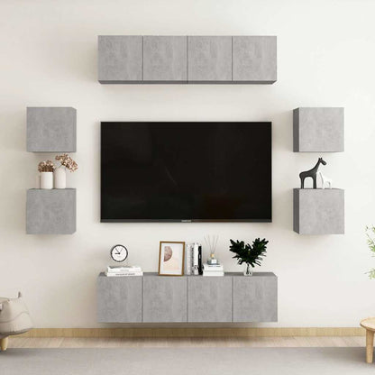 vidaXL 8 Piece TV Cabinet Set Concrete Grey Engineered Wood 1