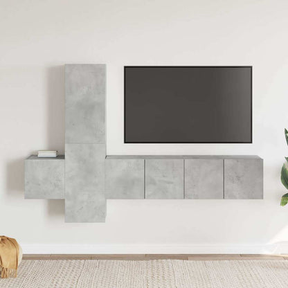 5 Piece TV Cabinet Set Engineered Wood Width 120 cm Concrete grey