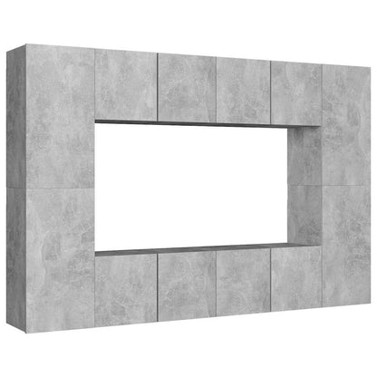 vidaXL 8 Piece TV Cabinet Set Concrete Grey Engineered Wood 2