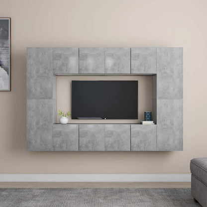 vidaXL 8 Piece TV Cabinet Set Concrete Grey Engineered Wood 1