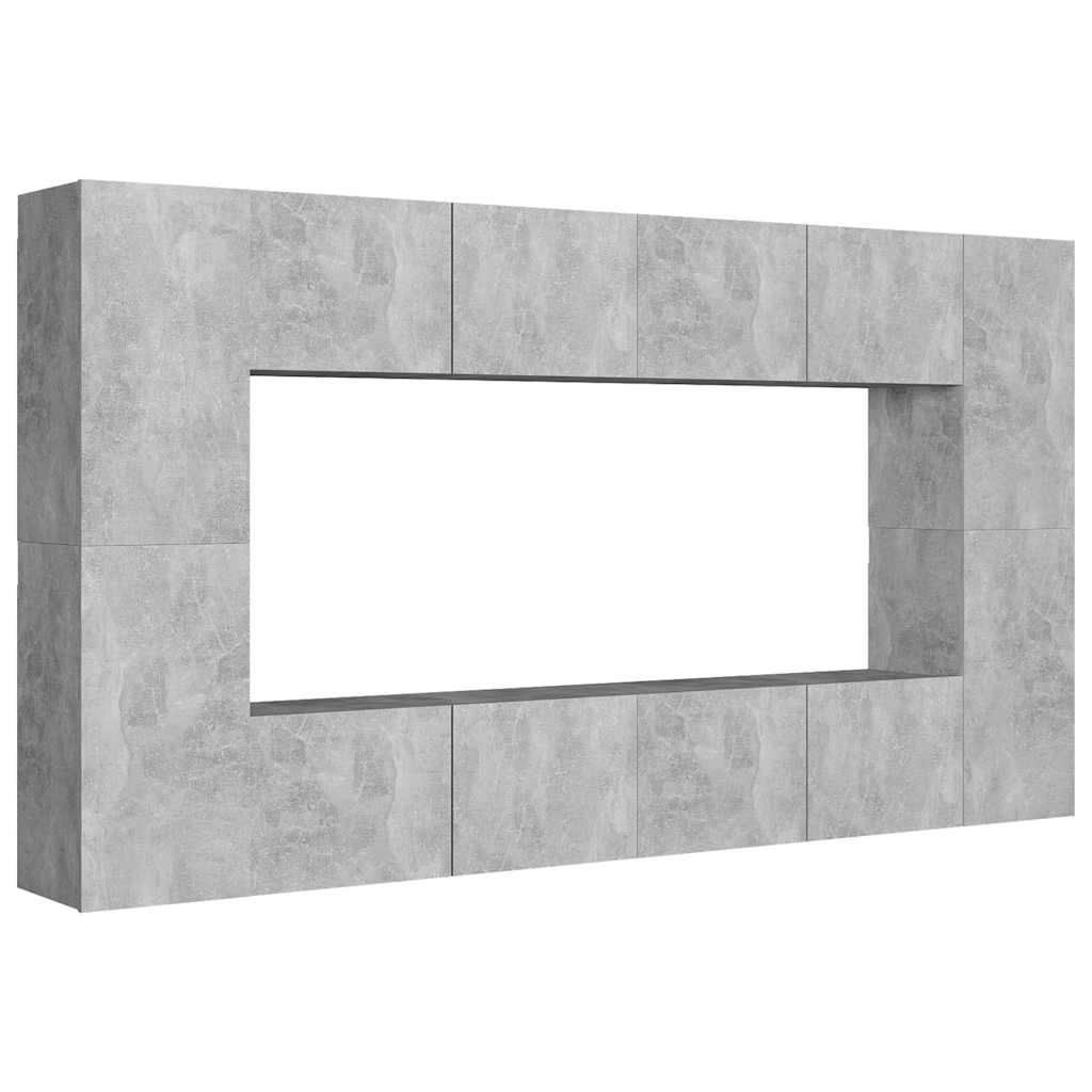 vidaXL 8 Piece TV Cabinet Set Concrete Grey Engineered Wood 2