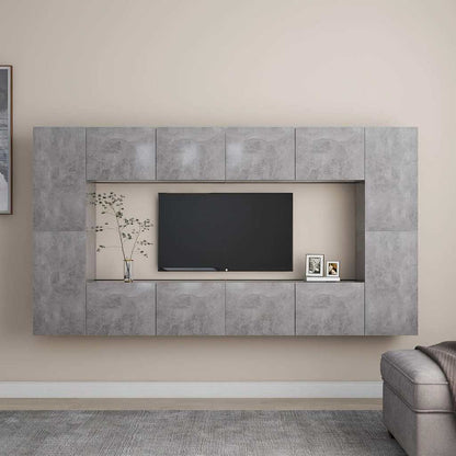 vidaXL 8 Piece TV Cabinet Set Concrete Grey Engineered Wood 1