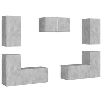 vidaXL 7 Piece TV Cabinet Set Concrete Grey Engineered Wood 2