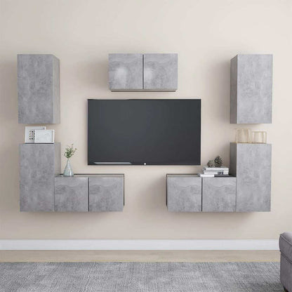 vidaXL 7 Piece TV Cabinet Set Concrete Grey Engineered Wood 1