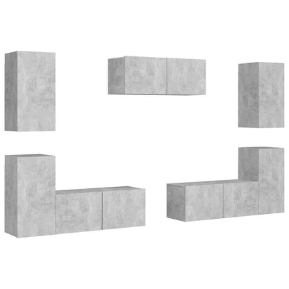 7 Piece TV Cabinet Set Engineered Wood Concrete grey 80 cm