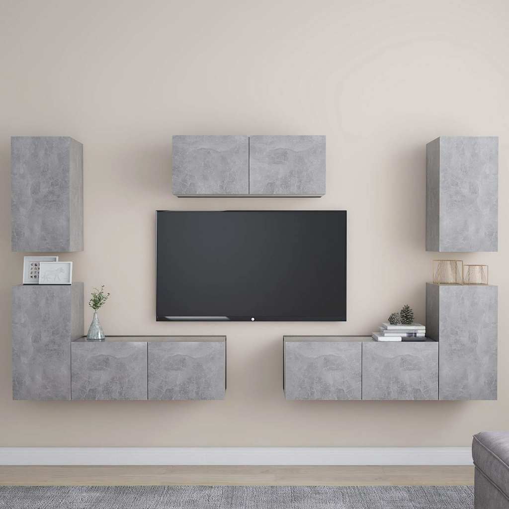 vidaXL 7 Piece TV Cabinet Set Concrete Grey Engineered Wood 1