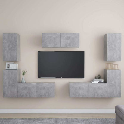 vidaXL 7 Piece TV Cabinet Set Concrete Grey Engineered Wood 1