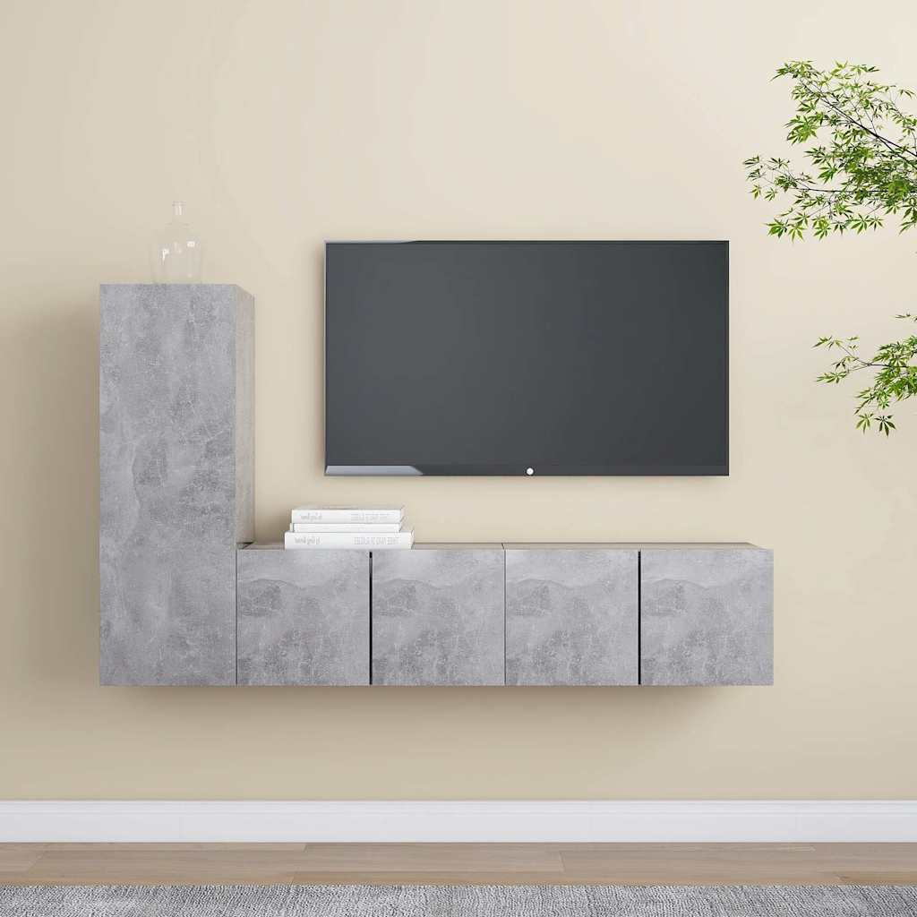 TV Cabinet Set Engineered Wood Width 60 cm Concrete grey 3
