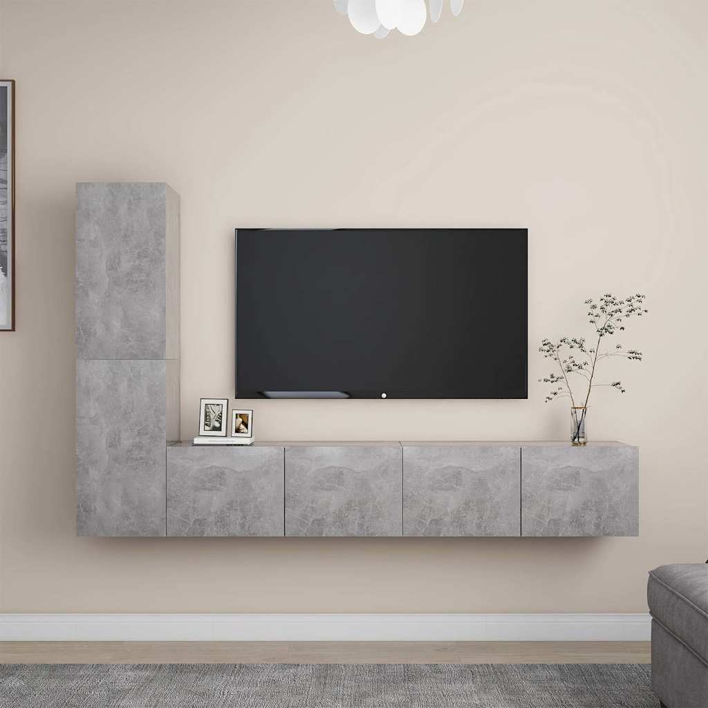 TV Cabinet Set Engineered Wood Width 80 cm Concrete grey 4