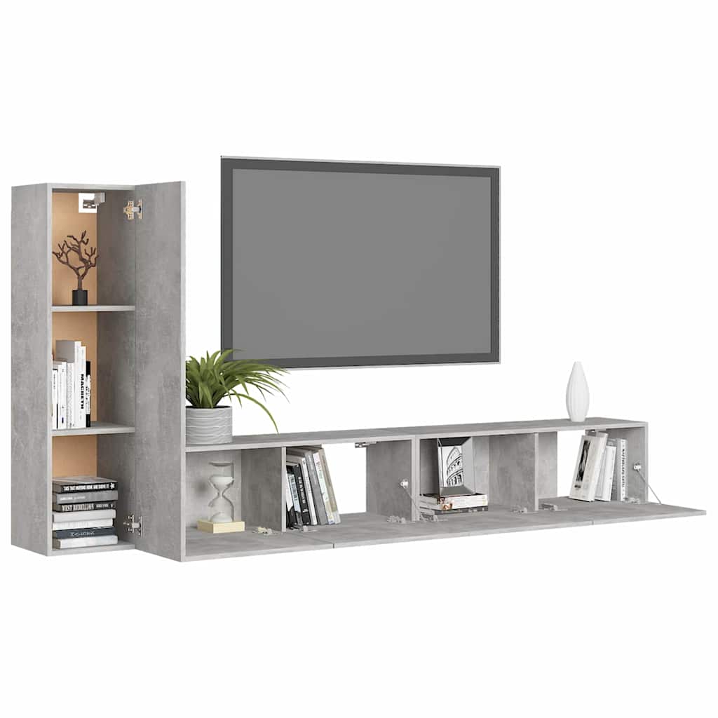 vidaXL TV Cabinet Set | Set of 3 | Concrete Grey | Engineered Wood 3