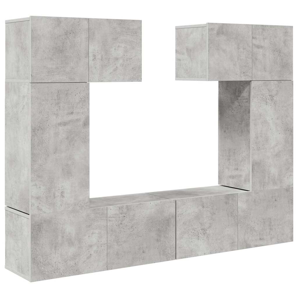 6 Piece TV Cabinet Set Engineered Wood Height 60 cm Concrete grey