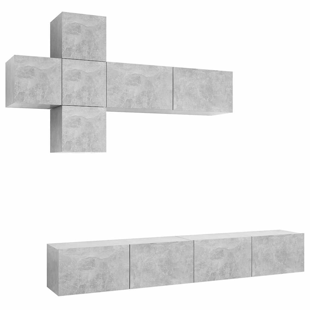 vidaXL 7 Piece TV Cabinet Set Concrete Grey Engineered Wood 2