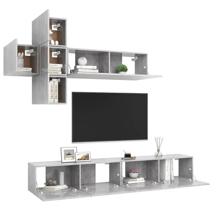 vidaXL 7 Piece TV Cabinet Set Concrete Grey Engineered Wood 3