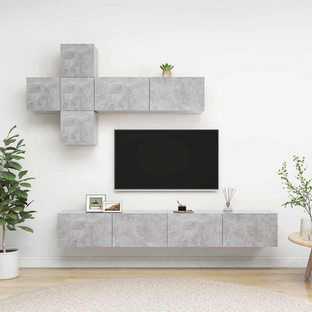 vidaXL 7 Piece TV Cabinet Set Concrete Grey Engineered Wood 1