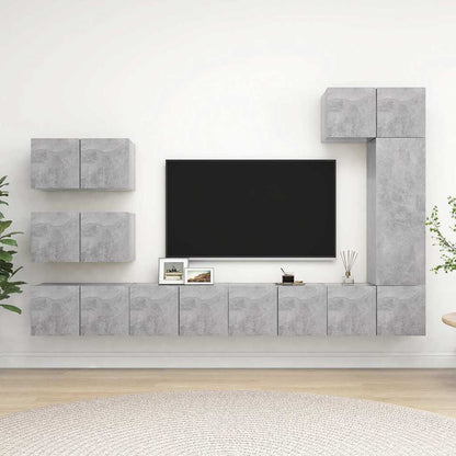 vidaXL 8 Piece TV Cabinet Set Concrete Grey Engineered Wood 1
