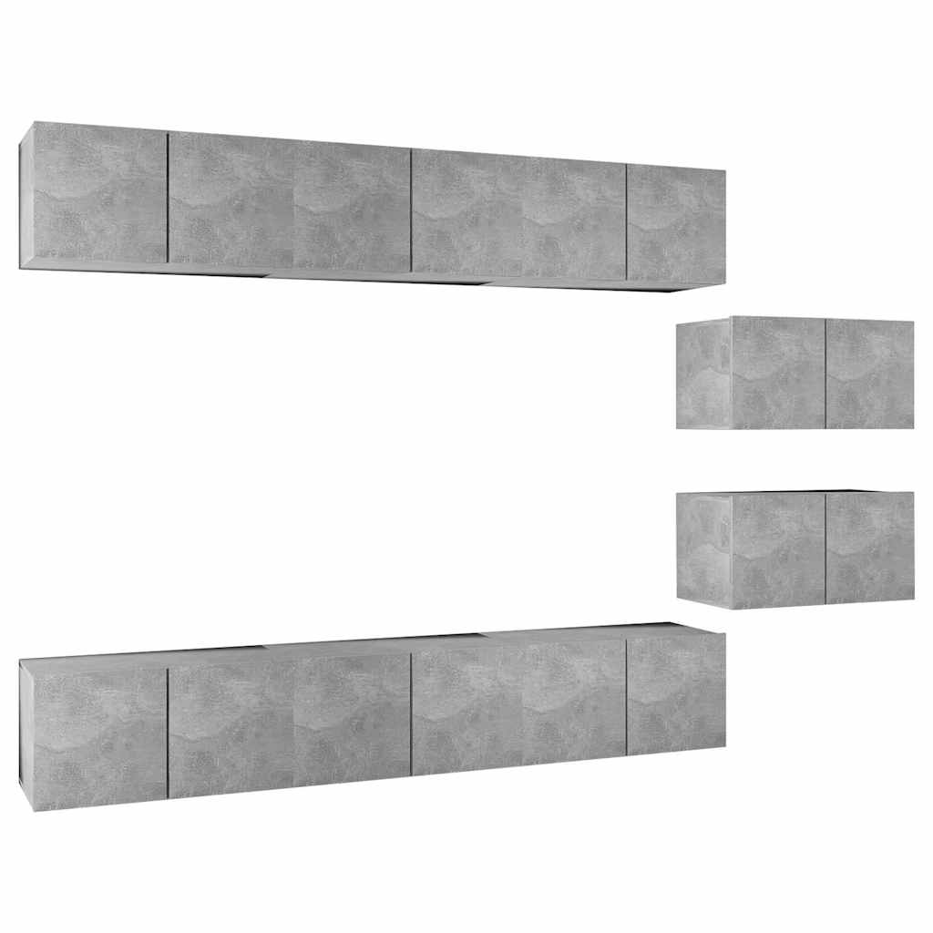 vidaXL TV Cabinet | Set of 8 | Concrete Grey | Engineered wood | Standard 2