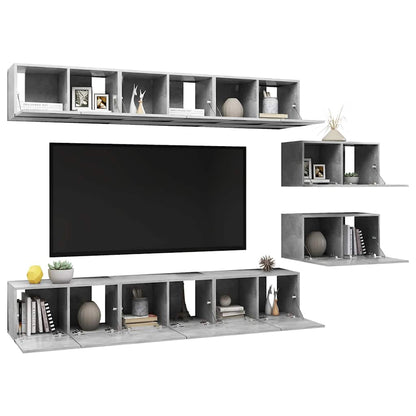 vidaXL TV Cabinet | Set of 8 | Concrete Grey | Engineered wood | Standard 3