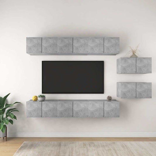 vidaXL TV Cabinet | Set of 8 | Concrete Grey | Engineered wood | Standard 1