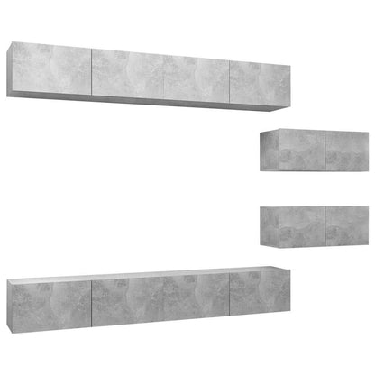 vidaXL 6 Piece TV Cabinet Set Concrete Grey Engineered Wood 2