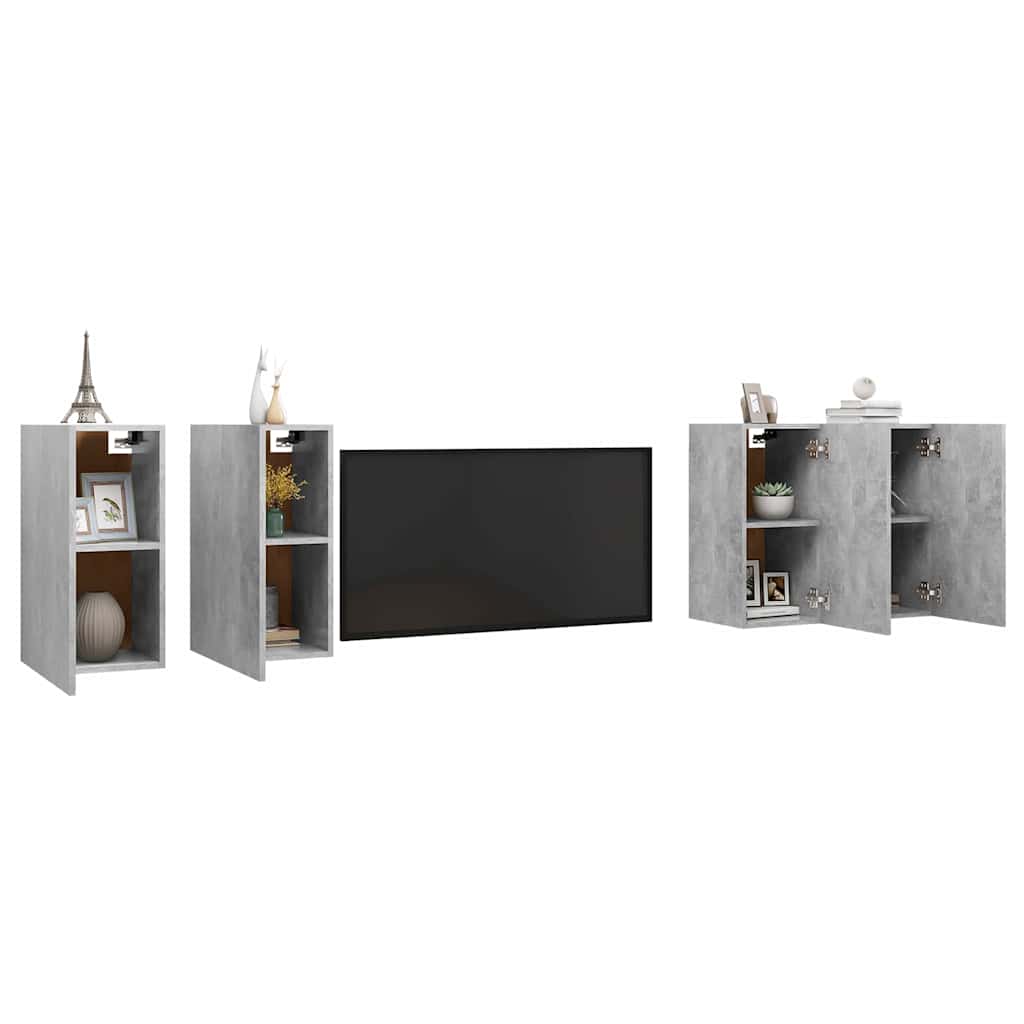 vidaXL TV Cabinets 4 pcs Concrete Grey 30.5x30x60 cm Engineered Wood 3