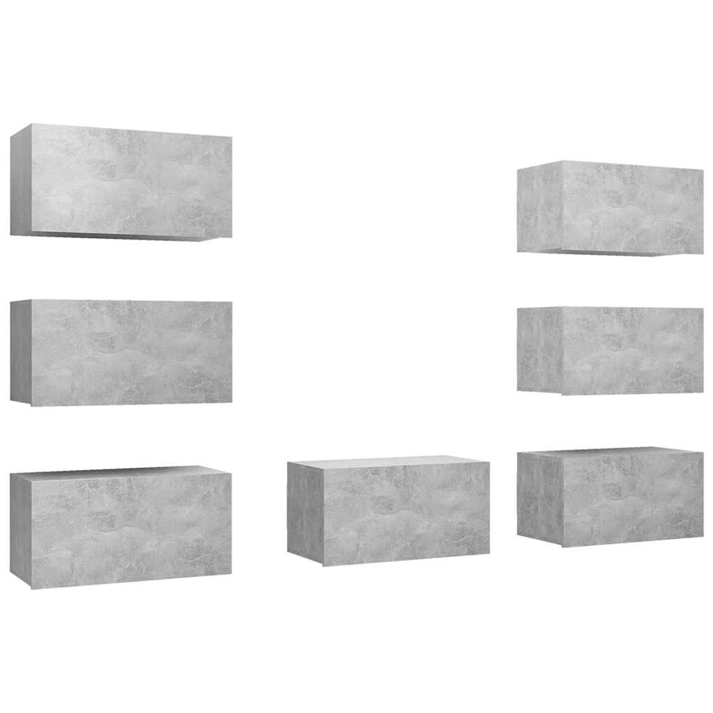 vidaXL 7 Piece TV Cabinet Set Concrete Grey 30,5x30x60 cm Engineered Wood 2