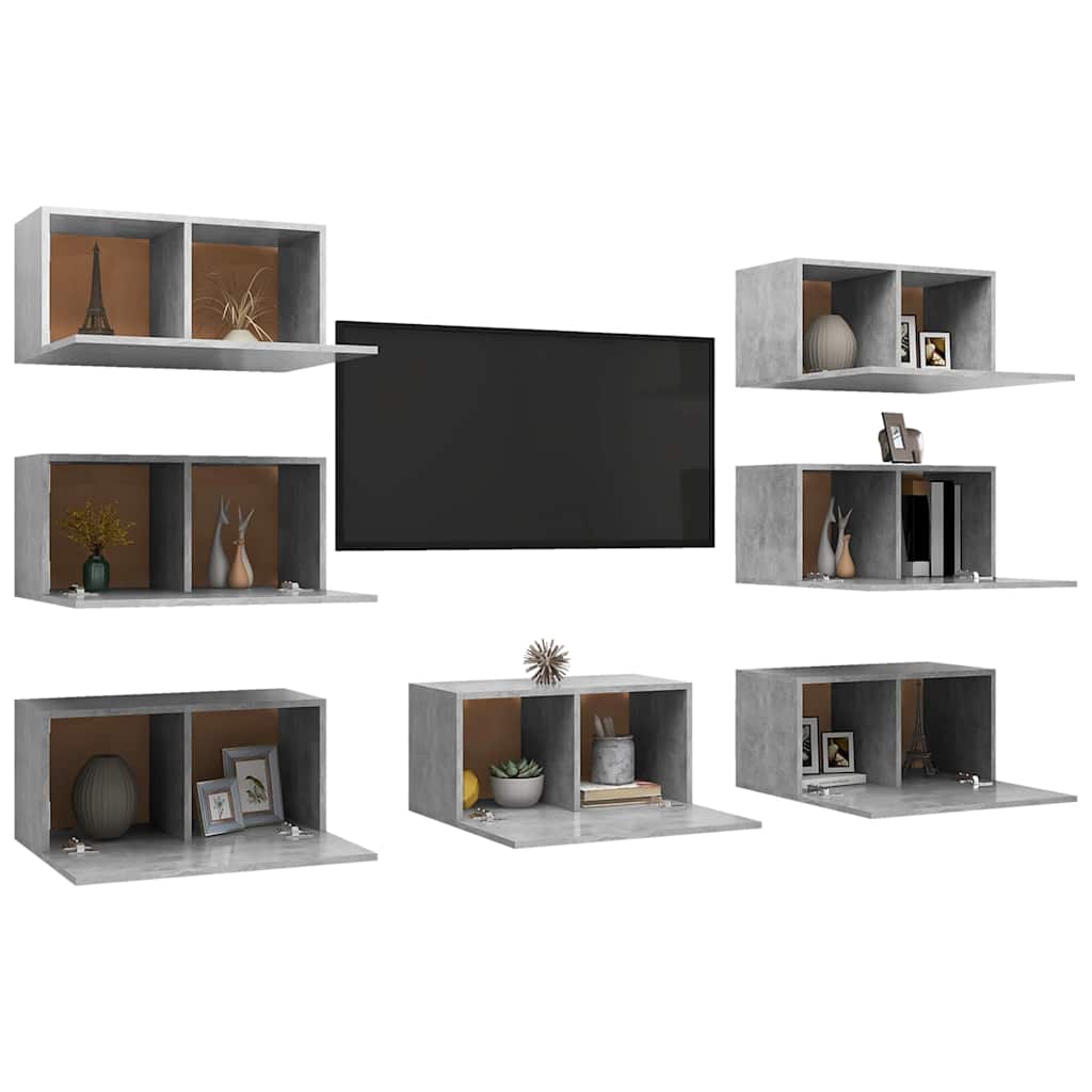 vidaXL 7 Piece TV Cabinet Set Concrete Grey 30,5x30x60 cm Engineered Wood 5
