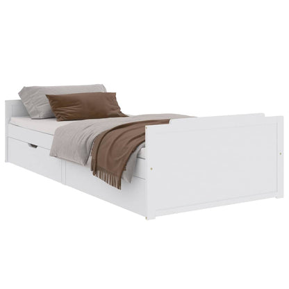 vidaXL Bed Frame without Mattress White Solid Wood Pine 90x200 cm 2