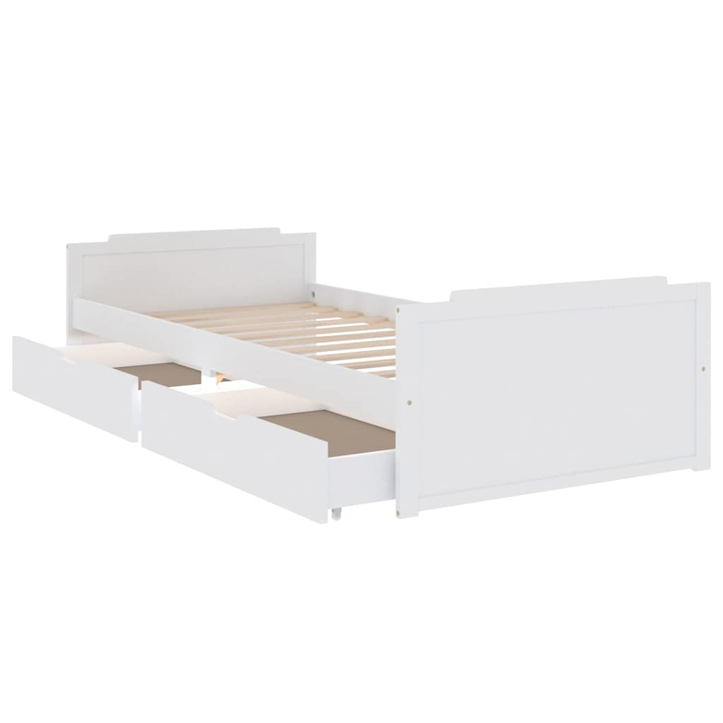 vidaXL Bed Frame without Mattress White Solid Wood Pine 90x200 cm 5