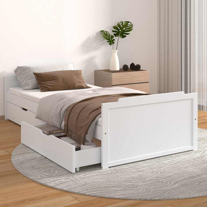 vidaXL Bed Frame without Mattress White Solid Wood Pine 90x200 cm 1