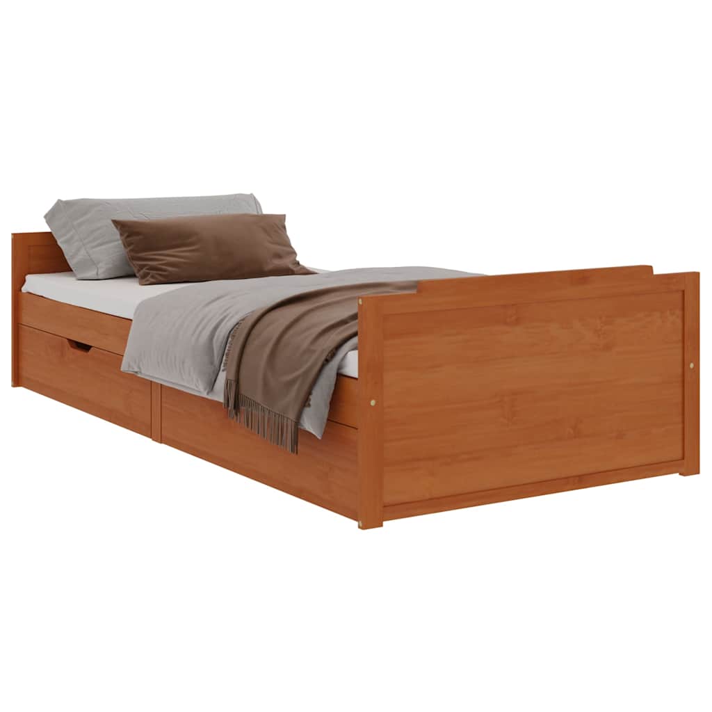 vidaXL Bed Frame without Mattress Honey Brown Solid Wood Pine 90x200cm 2