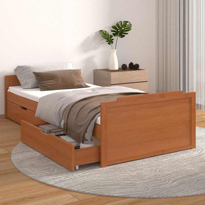 vidaXL Bed Frame without Mattress Honey Brown Solid Wood Pine 90x200cm 1