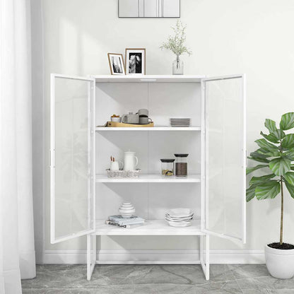 vidaXL Highboard White 80x35x135 cm Steel and Tempered Glass 3
