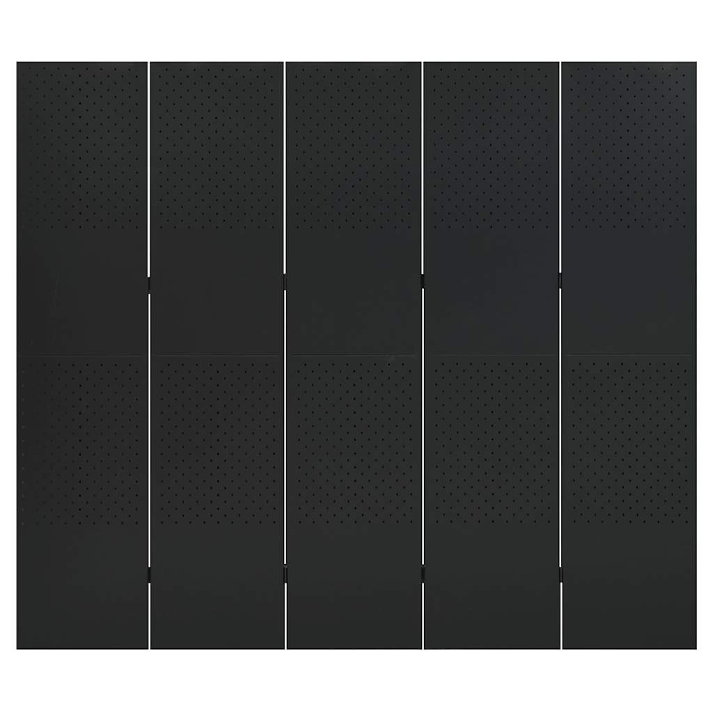 vidaXL 5-Panel Room Divider Black 200x180 cm Steel 2