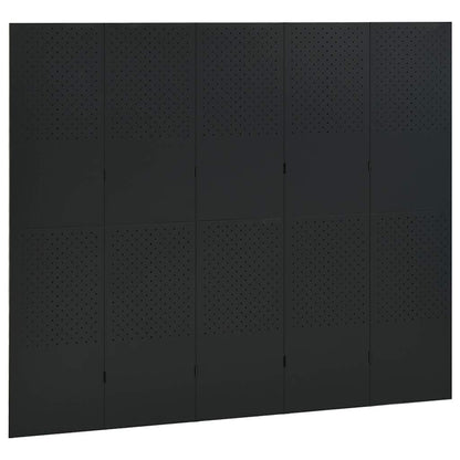 vidaXL 5-Panel Room Divider Black 200x180 cm Steel 3