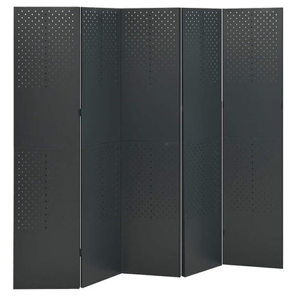 vidaXL 5-Panel Room Divider Anthracite 200x180 cm Steel 1