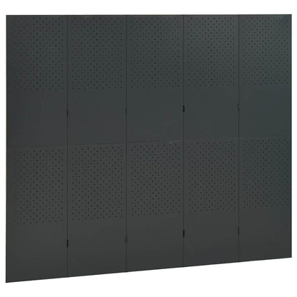 vidaXL 5-Panel Room Divider Anthracite 200x180 cm Steel 3