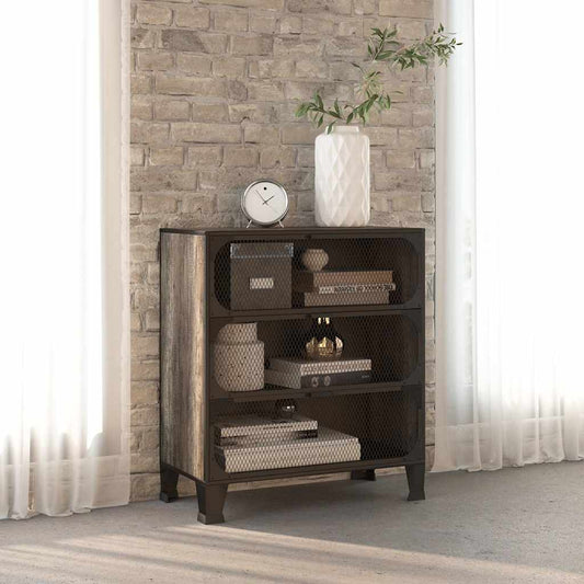 Storage Cabinet 72x36x82 cm Metal and MDF Grey 1