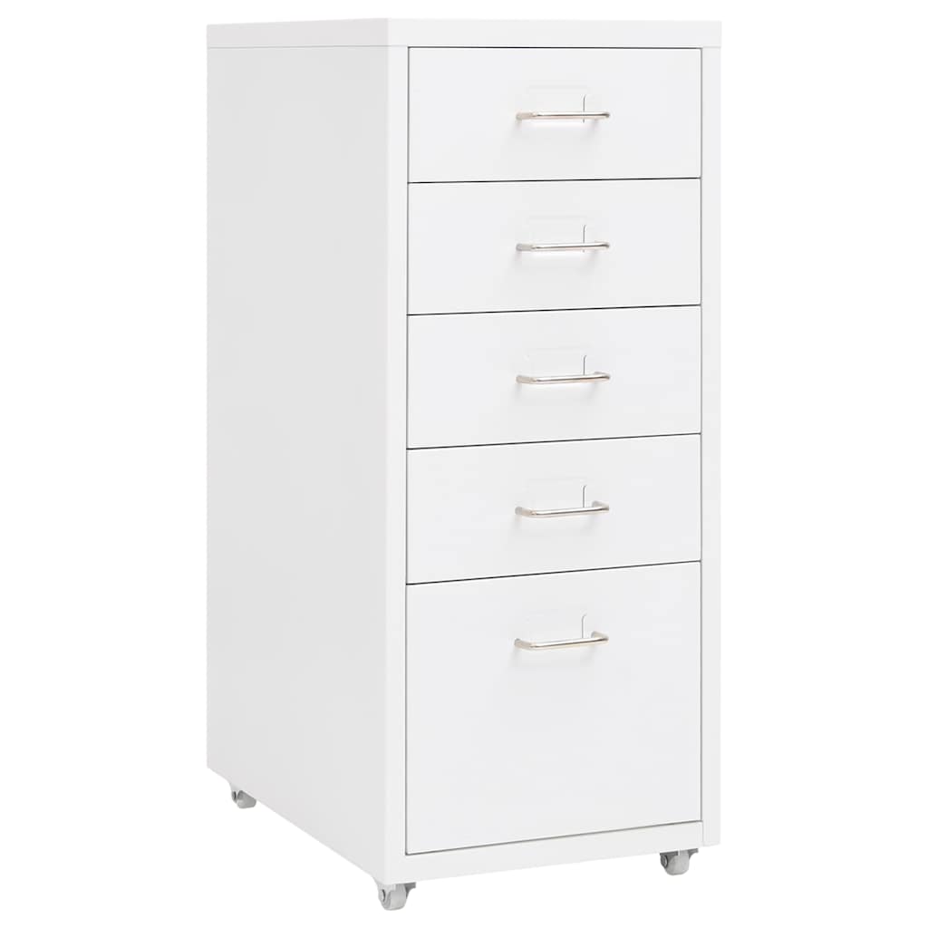 Mobile File Cabinet 28x41x69 cm Metal White 5 drawers