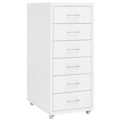 Mobile File Cabinet 28x41x69 cm Metal White 6 drawers