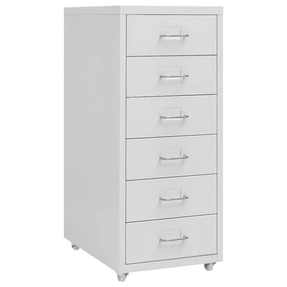 Mobile File Cabinet 28x41x69 cm Metal Grey 6 drawers