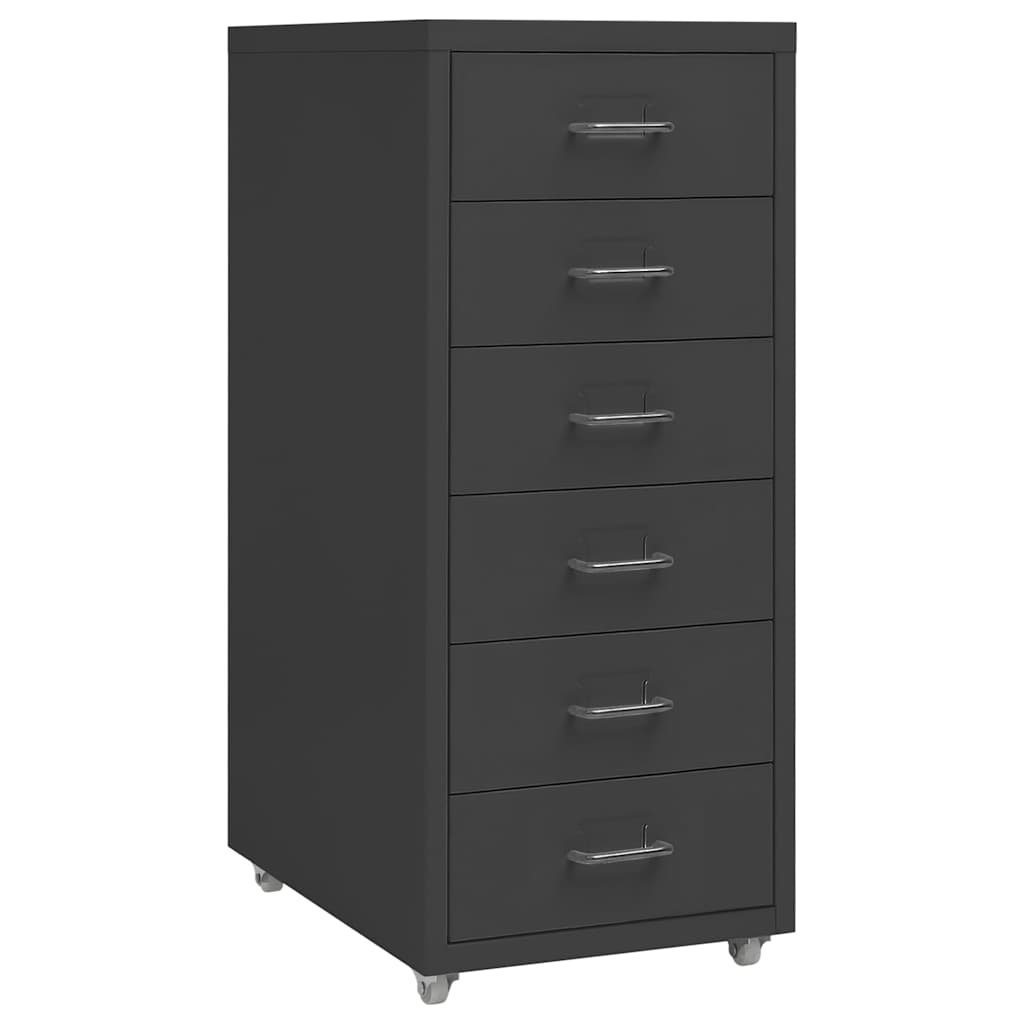 Mobile File Cabinet 28x41x69 cm Metal Anthracite 6 drawers