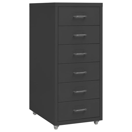 Mobile File Cabinet 28x41x69 cm Metal Anthracite 6 drawers