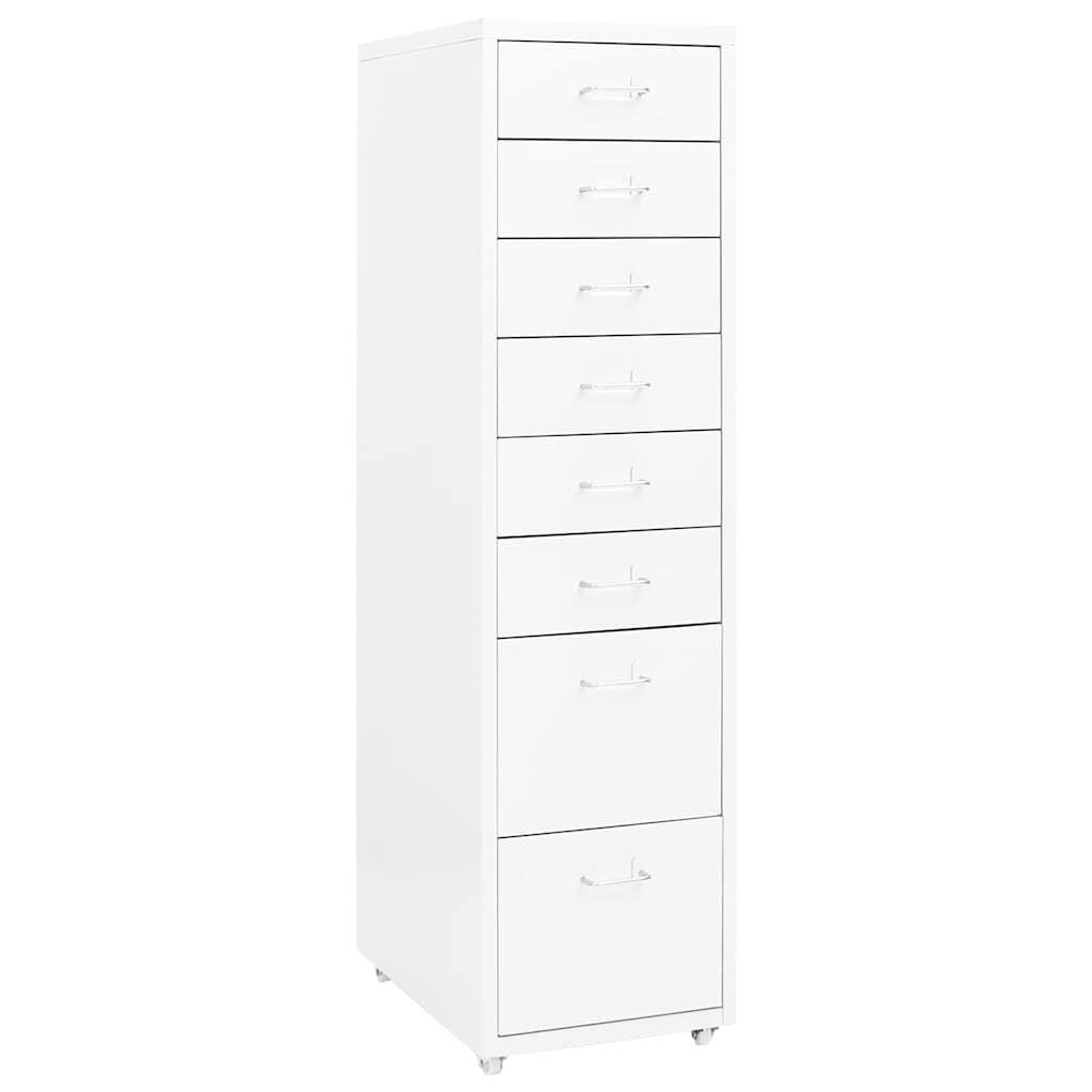 Mobile File Cabinet 28x41x69 cm Metal White 8 drawers